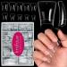 Clear Nail Tips Krofaue Duck Nail Tips 200pcs Acrylic Duck Nails Curved Nail Tips 10 Sizes Crystal Duck Feet Style Nail Tips Half Cover False Nails Wide French Nails with Box Extra Nail for Nail Salon