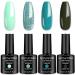 senvenski Teal Gel Nail Polish Blue Glitter Mint Olive Army Aqua Green Emerald Turquoise Starrily Sparkle Crystal Shimmer Girlfriend Gift Soak Off Set UV LED Art Varnish Kit (CS007)