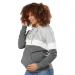 HAPPY MAMA. Women's Nursing Hoodie Breastfeeding Colour Block Maternity. 503p 16 Light Grey Melange & White & Graphite Melange