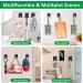 Premium Stainless Steel Razor Bracket Shower Hooks - 3-Piece Multi-Purpose Towel Holder Self-Adhesive & Drill-Free | Black Bathroom & Kitchen Organizer - Buy Online on SooperMarket.com