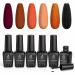 Beetles Gel Nail Polishes- Red Orange Glitter Gel Polish 6 Colors Purple Black Nail Gel Polish Kit Soak Off Nail Lamp Gel Nail Kit Varnish Manicure DIY Beauty Gifts Halloween A-Fall Wedding