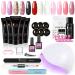 Poly Nail Gel Kit with U V Light, 36W Led Lamp with 6pcs Nude Colors Poly Extension Gel and 6pcs Glitter U V Gel Nail Kit Soak off Gel Base and Top Coat Nail Art Gift for Woman kit 2