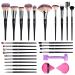 BS-MALL Professional Makeup Brush Set - 24-Piece Detailed Brush Set for Makeup Enthusiasts - Classic Black-Silver Design with Multi-functional Silicone Mask Brush and Triangular Puff
