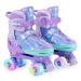 RunRRIn Roller Skates for Kids Girls, 4 Size Adjustable Quad Skate with Light Up Wheels for Children Indoor and Outdoor Purple Medium(1-4 US)