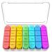 Zoksi Weekly Pill Organizer 4 Times a Day Rainbow Pill Box Organizer 7 Day Am Pm Pill Box Large Travel Pill Case Daily Medication Organizer with 28 Compartments for Fish Oils Clear