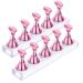 2 Sets Acrylic Nail Display Stand Magnetic Nail Tip Practice Holders Training Fingernail Nail Art Stands For Salon Home Nail Holder For Painting Nails Manicure Tools (Metal Pink)