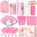 Eyelash Extension Supplies USB Air Conditioning Blower Facial Mister Lash Tweezers Mirror Mascara Brush Lash Shampoo Brush Bottle Silicone Pad Glue Rings Under Eye Gel Pads Micro Applicators Tapes Pink