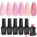 beetles Gel Polish 6pcs Jelly Glitter Gel Polish Nude Pink Natural Pink Shimmer Color Gel Soak off UV LED Cured Art Manicure Set Easy DIY Nail Art Salon Romantic Shimmer