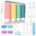 100ml x 4 silicone travel bottles set - travel bottles for filling toilet items 17 pieces portable travel container for shampoo lotion leakproof refilled TSA tested and bpa free 100ml pink yellow green blue