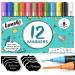 Lenski Chalk Markers, 12 Liquid Chalk Markers for Chalkboard, Window Markers for Glass Washable, Chalkboard Markers for Kids, Dry Erase Chalk Pens for Blackboard, Labels, Glass, Car, Signs, Menu