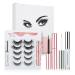 5 Pairs Magnetic Eyelashes and Magnetic Eyeliner Kit Upgraded 3D Reusable Magnetic False Lashes Natural Look with 2 Liquid Eyeliner Waterproof and Applicator