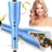 Auto Hair Curler, Automatic Curling Iron Wand with 1" Large Rotating Barrel & 4 Temps & 3 Timer Settings, Curling Iron with Dual Voltage, Auto Shut-Off, Fast Heating Spin Iron for Hair Styling Blue