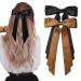 2PCS Silky Satin Hair Bows Hair Clip Black Hair Ribbon Ponytail Holder Accessories Slides Metal Clips Hair Bow for Women Girls Toddlers Teens Kids (Black+Coffee)