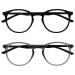 Opulize met reading glasses 2 Pack slim round frame spring hinges scratch-resistant black transparent gray men women rr60-17 +2.00 black / clear gray front with black arms +2.00 dioptries