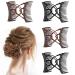 4 Pieces Magic Hair Combs for Women Accessories  Stretchy Double Comb Hair Clip Adjustable Elastic Hair Comb for Thick Curly Thin Hair  Adjustable Magic Hair Clip Combs (Coffee and Black)