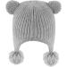 Toddler Winter Hat with Double Pom Pom Earflaps | Fleece Lined Beanie for Baby Boys and Girls | 6-12 Months, Grey - Buy Online on SooperMarket.com