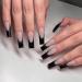 24PCS Long Black French False Nails | Square Full Cover Press On Nails for Women - Jelly Glue Included | Nail Art for Girls - Buy Online on SooperMarket.com