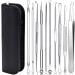 Aibee blackhead remover comedone squeezer set -10pcs blackhead remover with acne pimple tweezers blackheads remover pimple express tool for nasal facial care (stainless steel)