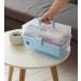 3-Layer Plastic Portable Storage Box - Blue | Multipurpose Organizer for Art, Craft, Cosmetic | Handled Storage Case for Home, School, Office | First Aid Kit Container - Buy Online on SooperMarket.com