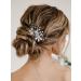 Vakkery Bridal Wedding Hair Comb Silver Pearl Headpiece Leaf Wedding Hair Accessories for Women and Girls