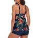 UNIQWETO Flowy Tankini Bathing Suit Set - Tummy Control Swimsuit for Women - Navy & Red Floral - Large - Buy Online on SooperMarket.com