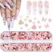 12 Grids Holographic Nail Glitter  Wsimily Butterfly Flower Heart Rabbit Pink Gold Nail Art Sequins Glitter for Acrylic Nails Design Paillettes Shining Flake Glitter Valentine's Day Nail Decoration