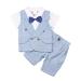 AmzBarley Baby Boys Gentlemans Outfit Suit Kids Long/Short Sleeve Dress Shirt Pants Vest Bowtie Tuxedo Rompers Childs Birthday Evening Holiday Party Blue 105 6-12 Months