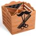 Professional Salon Scissor Shear Holder Box - Brown Wooden Desktop Storage for Hairdressers & Groomers | 4-Grille Sponge Holder with Comber Clips Stand - Buy Online on SooperMarket.com