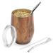Telanks Modern Mate Becher 340 ML Yerba Mate Mate Mate 18/8 Stainless Steel Mate Tea Cup with BPA-free lid straw (bombillas) and a cleaning brush (wood)