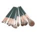 Complete 14-Piece Cosmetic Brush Kit for Sensitive Skin | Includes PU Bag | Green Eyeshadow & Foundation Tools | Worldwide Shipping - Buy Online on SooperMarket.com