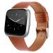 BOTNUW Leather Bands Compatible with Fitbit Versa 2 Bands & Versa Bands & Versa Lite Wristbands, Classic Fitbit Versa SE Replacement Leather Strap for Women Men Brown