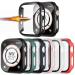 6 Pack Hard Case Compatible for Apple Watch Series 3 42mm with Built-in Tempered Glass Screen Protector JZK Thin Bumper Full Coverage Bubble-Free Cover for iWatch Series 3/2/1 42mm Accessories Black/Deep Blue/White/Red/Pink/Green 42 mm