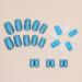 MISUD Short Square Press on Nails - Glossy Summer Blue Acrylic Nails | 24 pcs Squoval DIY False Nails with Bling Glitter Design - Buy Online on SooperMarket.com
