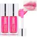 2 PCS Hydrating Lip Oil Plumping Lip Gloss Oil Long Lasting Hydrating Lip Gloss Tinted Lip Non-sticky Tinting Lip Care Oil for Dry Lip (007#RASPBERRY)
