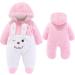 Newborn Baby Cartoon Bear Snowsuit Winter Coat Fleece Hooded Romper Jumpsuit 6-9 Months - Pink Rabbit - Buy Online on SooperMarket.com