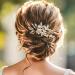 Unicra Bride Wedding Gold Leaf Hair Comb Crtstal Bridal Headpiece Bridesmaids Pearls Hair Accessories for Women and Girls (Gold)