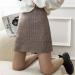 Wool Plaid Mini Skirt for Young Women | Casual A-Line Fashion | Autumn & Winter Gray Short Skirt - Buy Online on SooperMarket.com
