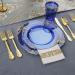 Nervure 175PCS Clear Blue Plastic Plates with Gold Trim - Ideal for Weddings & Parties - Buy Online on SooperMarket.com