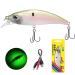 TRUSCEND Electric Twitching Jerkbait, USB Rechargeable LED Lighted Wobbler, Long Casting Slow Sinking Flashing Bass Lures for All-Purpose, Fishing Lures for Freshwater Saltwater, Night Fishing A2-3.5, 0.65oz, Green