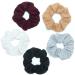 Scrunchies Hair Ties Soft Knitted Hair Bands Hair Scrunchie Holder Ponytail Scrunchy Hair Elastic for Women Ladies Cotton Scrunchy Medium Hair Accessories Black/White/Grey/Beige/Red (Soft Knitted Scrunchies Dark Colors)