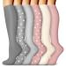 Blongw compression stockings for men 6 pairs of knee socks Support stockings compression socks for sports flight running travel cycling A3-Assorted 01 L-XL