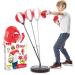 Whoobli Punching Bag for Kids Incl Boxing Gloves | 3-10 Years Old Adjustable Kids Punching Bag with Stand | Boxing Bag Set Toy for Boys & Girls (Red White)