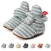 TMEOG Baby Booties Slippers Infant Boots Newborn First Walking Shoes Baby Winter Sock Crib Shoes for Boys Girls 0-18Months 6-12 Months D Light Green Striped