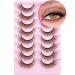 Brown False Eyelashes Natural Look Wispy Mink Lashes Fluffy 15mm Cat Eye Lashes Pack 5D Volume Strip Fake Eyelashes by Geeneiya