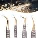 Arclon Lash Eyelash Extension Tweezers Set - 4Pcs Professional Straight and Curved Stainless Steel Precision Tweezers in Black Gold | Lash Extension Supplies - Buy Online on SooperMarket.com