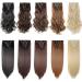SILK-CO Long Curly Wavy Clip in Hair Extensions - 24 Synthetic Heat Resistant, 8 Pcs Full Head, 18 Clips, Light Brown&Blond - Buy Online on SooperMarket.com