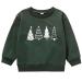 Kids Boy Girl Crewneck Pullover Christmas Cartoon Tree Prints Long Sleeve Sweatshirt Casual Soft Tops Army Green 2-3T