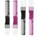 4 Pieces Carbon Lift Teasing Combs with Metal Prong Lift Teasing Comb and Hair Pick Salon Teasing Lifting Fluffing Comb with 5 Stainless Steel Pins for Women Most Hair Types (Artsy Style, Black and Purple) 4 Count (Pack of…