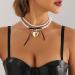 Oralgo's Elegant Pearl Necklace with Black Band - Adjustable Heart Loop for Weddings & Bridal Jewelry - Buy Online on SooperMarket.com