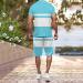 BEUU Men's Summer Casual Sports Set | Short Sleeve Polo Shirt & Shorts | Sky Blue XL - Buy Online on SooperMarket.com